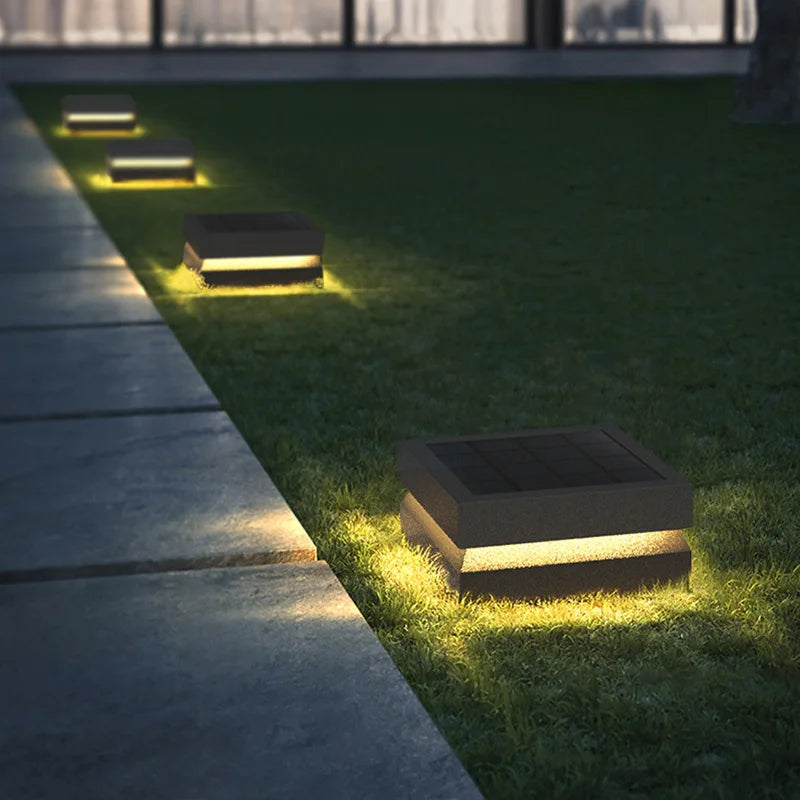 Outdoor Courtyard LED Lawn Lamp Waterproof IP65 Garden Square Solar Street Light For Pillar Chapiter Fence Door Post Decoration