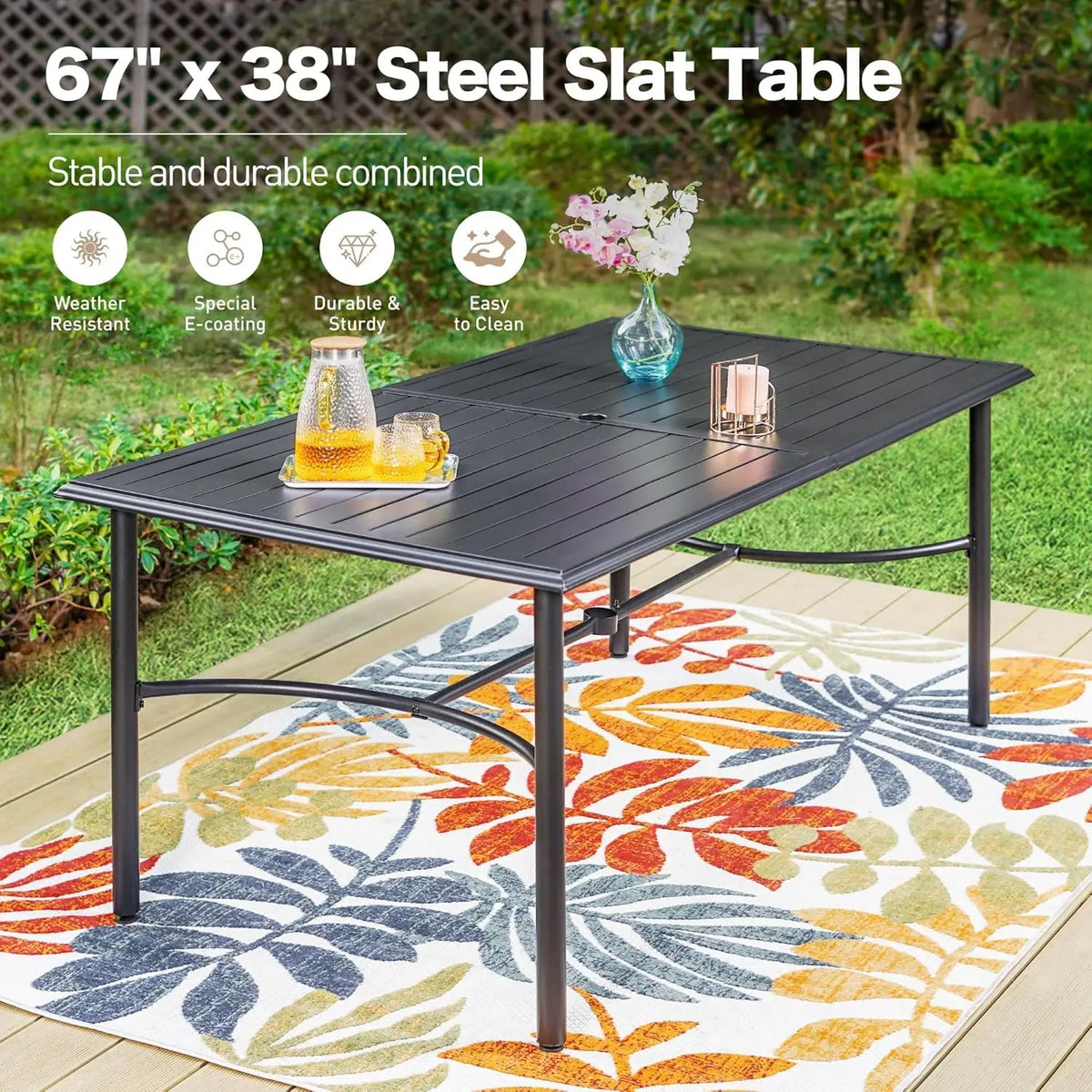 Patio Dining Set With Metal Table And Six Outdoor Chairs