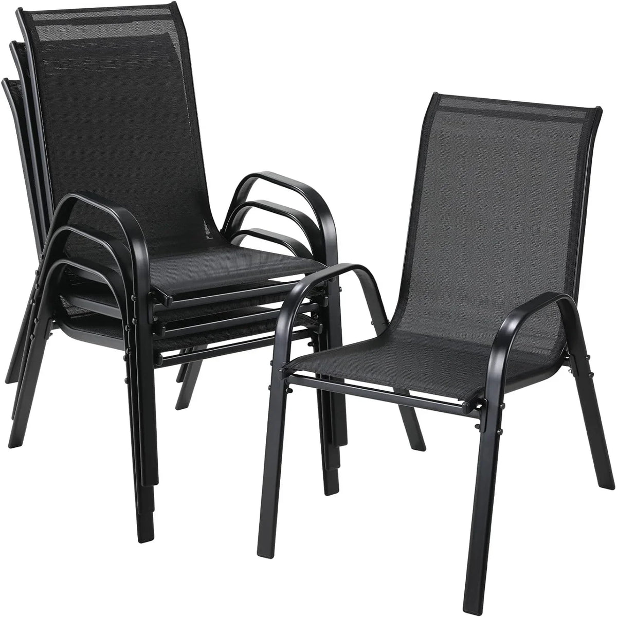 Folding Steel Frame Garden Chairs With Breathable Teslin Fabric