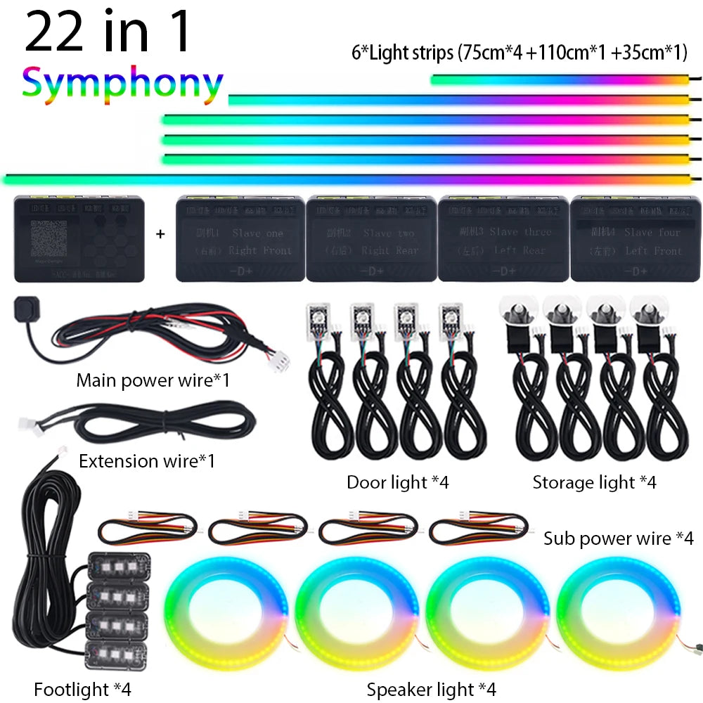 KALADA Dual Zone LED Car Ambient Light Interior Accent Kit