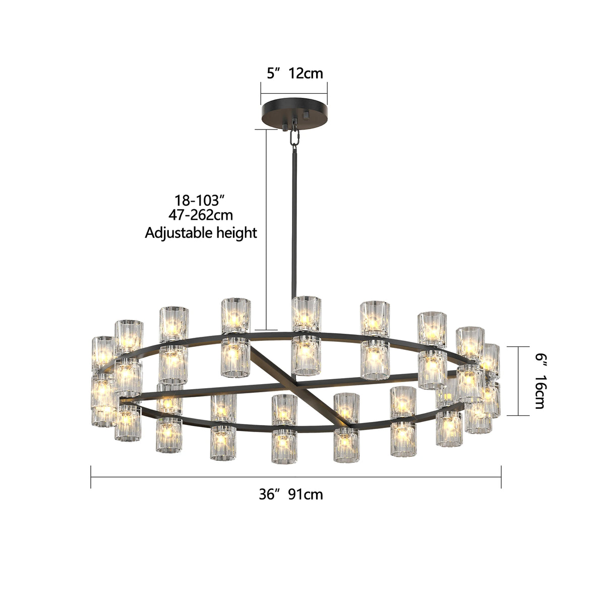 ZHIKEA Modern Crystal Pendant Light LED Ceiling Fixture