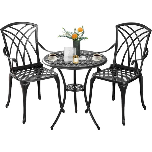 3-Piece Outdoor Bistro Set With Table And Two Patio Chairs