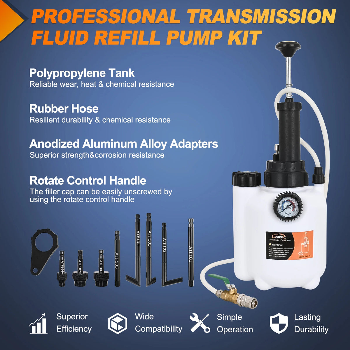 Automotive Manual Transmission Fluid Pump Kit With ATF Filler Adapters