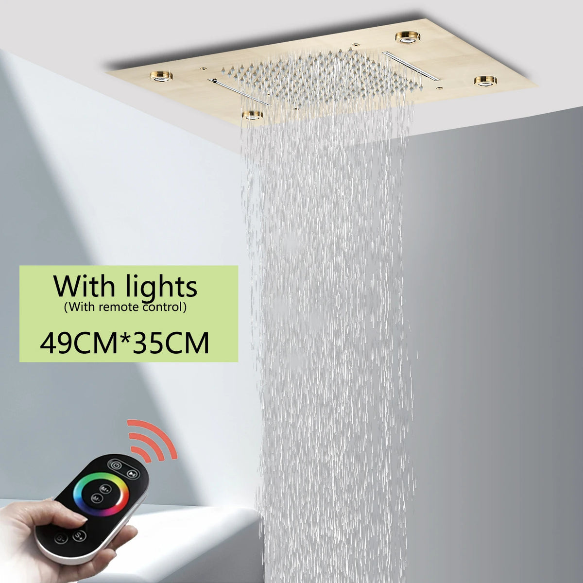 Wanmivezlo LED Rainfall Shower Head With Remote Control