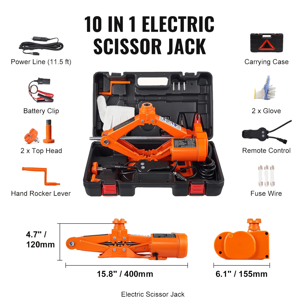SucceBuy Electric Hydraulic Car Jack Kit for Roadside Tire Changes