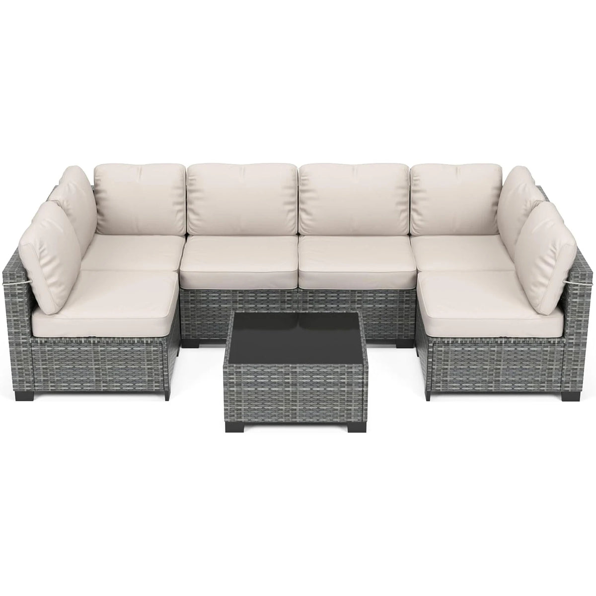HiMISS Modular PE Rattan Outdoor Sectional Conversation Sofa Set for Garden