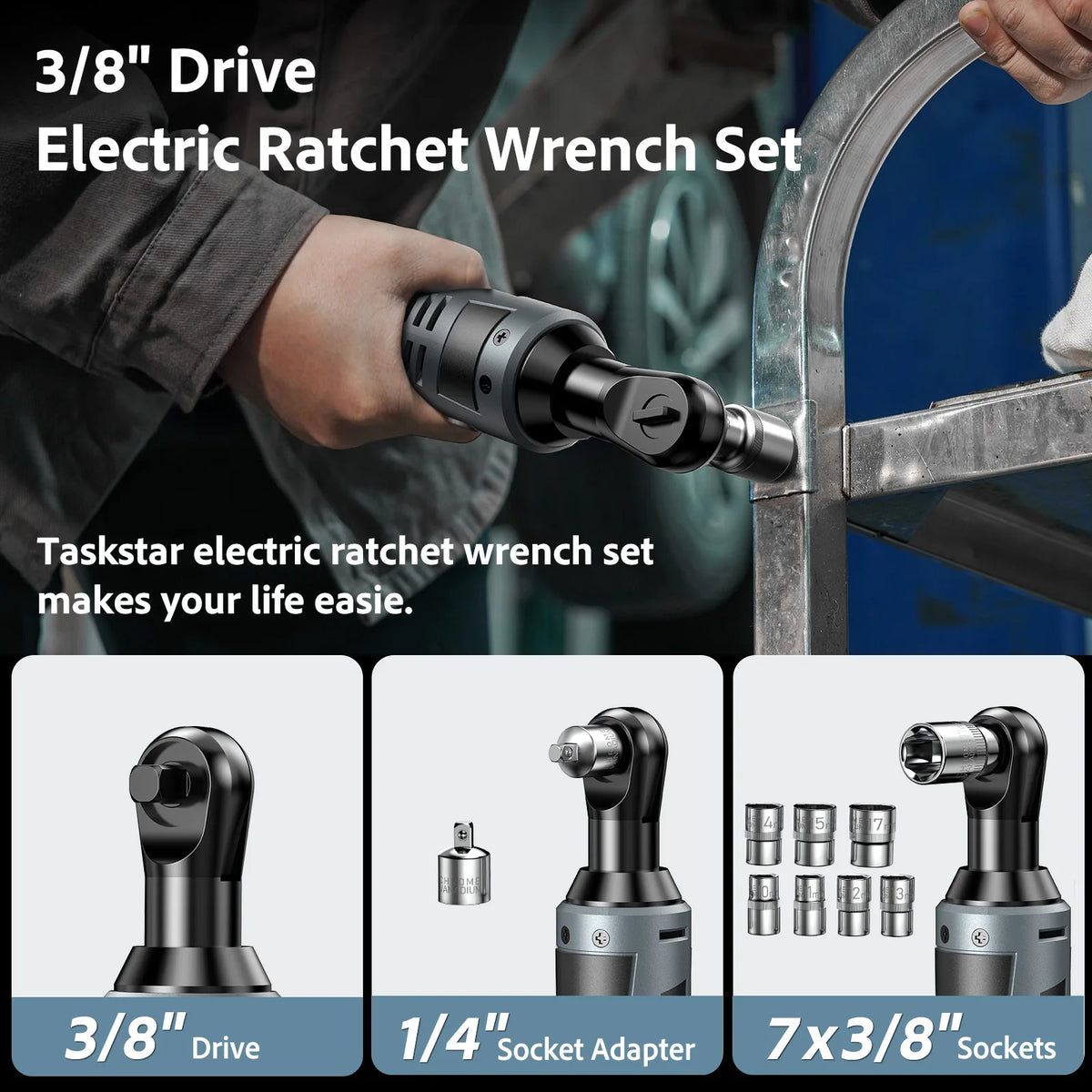 Taskstar Cordless Electric Ratchet Wrench Kit With Sockets And Batteries