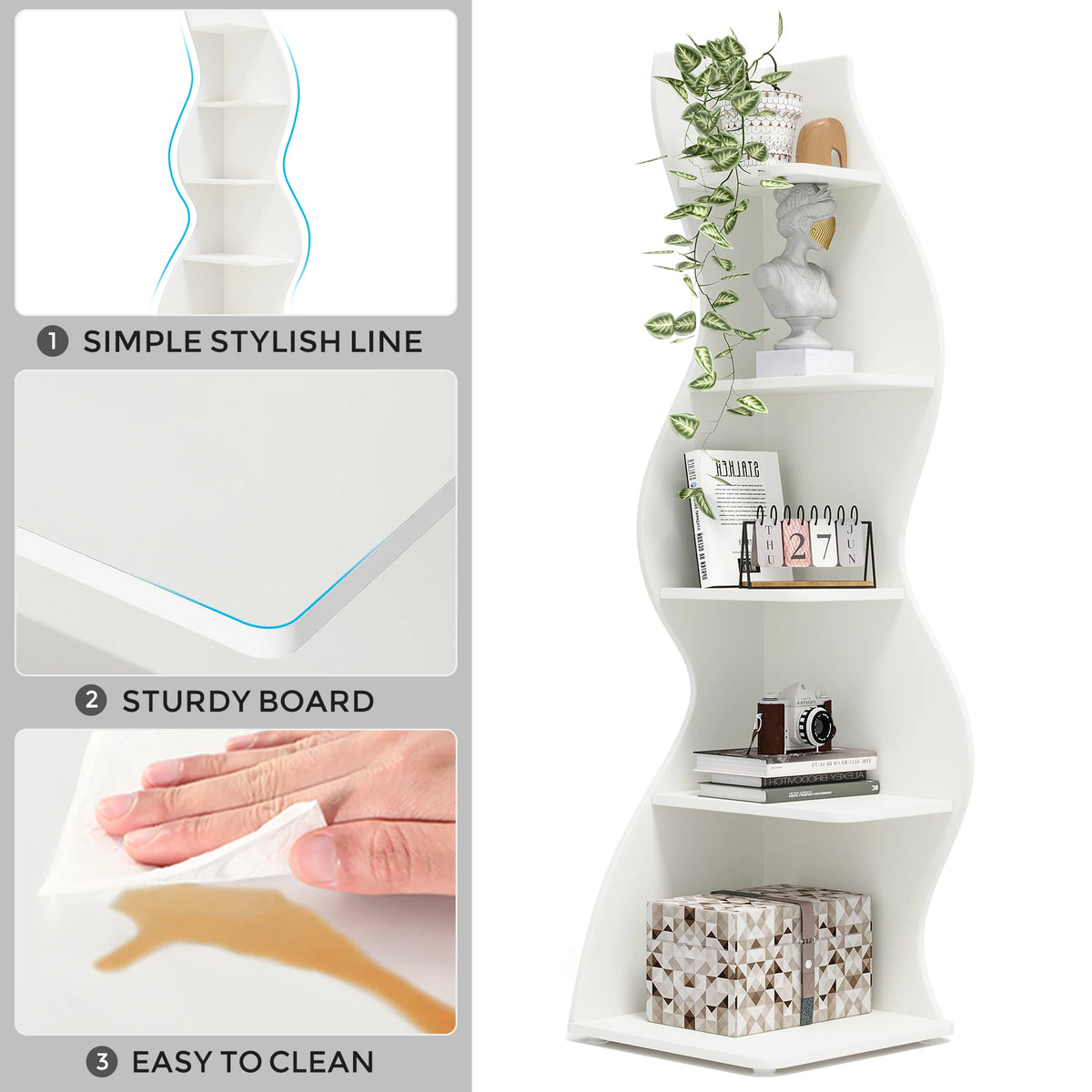 Tribesigns Modern Corner Bookshelf With Stylish Storage And Display Shelves
