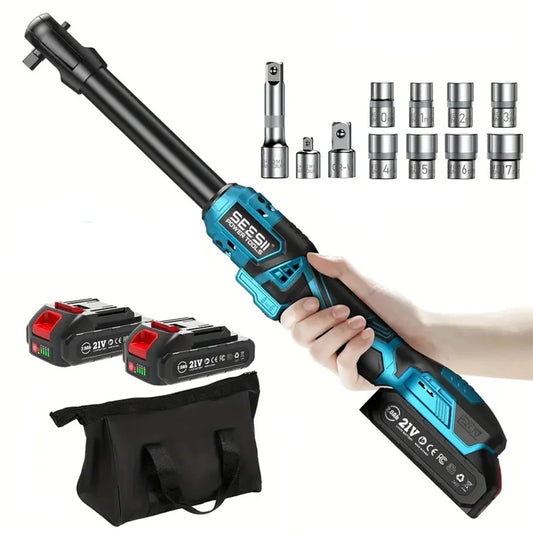 Seesii Extended Cordless Electric Ratchet Wrench With Batteries