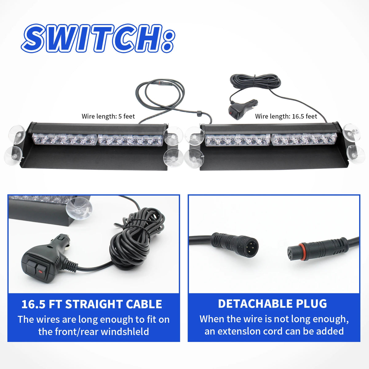 LAIKESI LED Windshield Emergency Strobe Warning Light for Vehicles