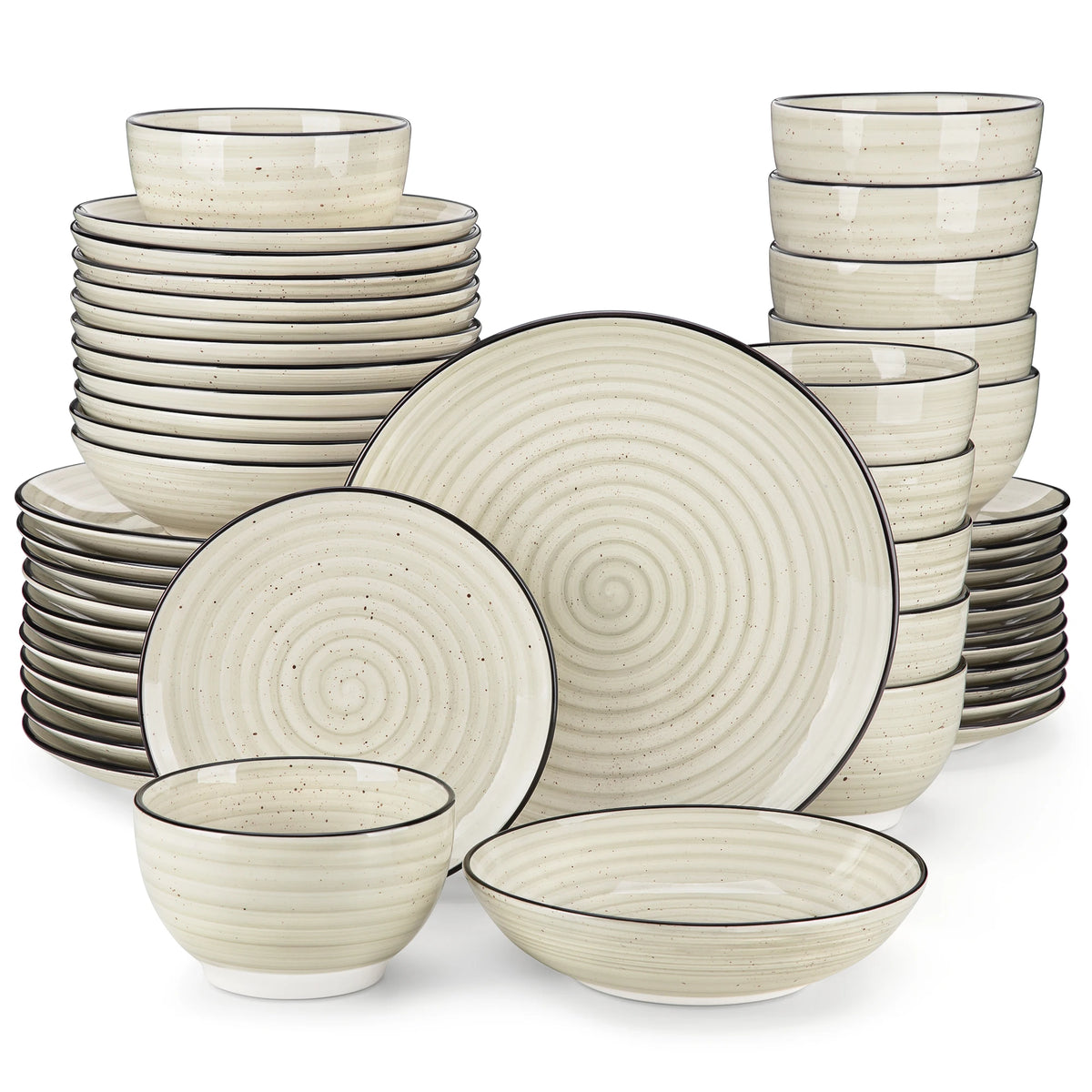 MALACASA Handpainted Spiral Ceramic Dinnerware Set for Everyday Dining