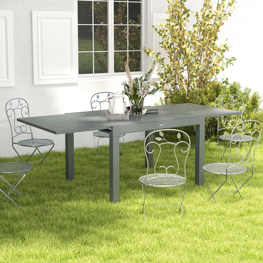 Outsunny Extendable Aluminum Outdoor Dining Table for Patio Gatherings