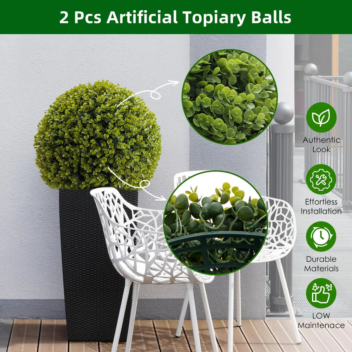 Studyset Artificial Cedar Topiary Balls Set for Outdoor Decor