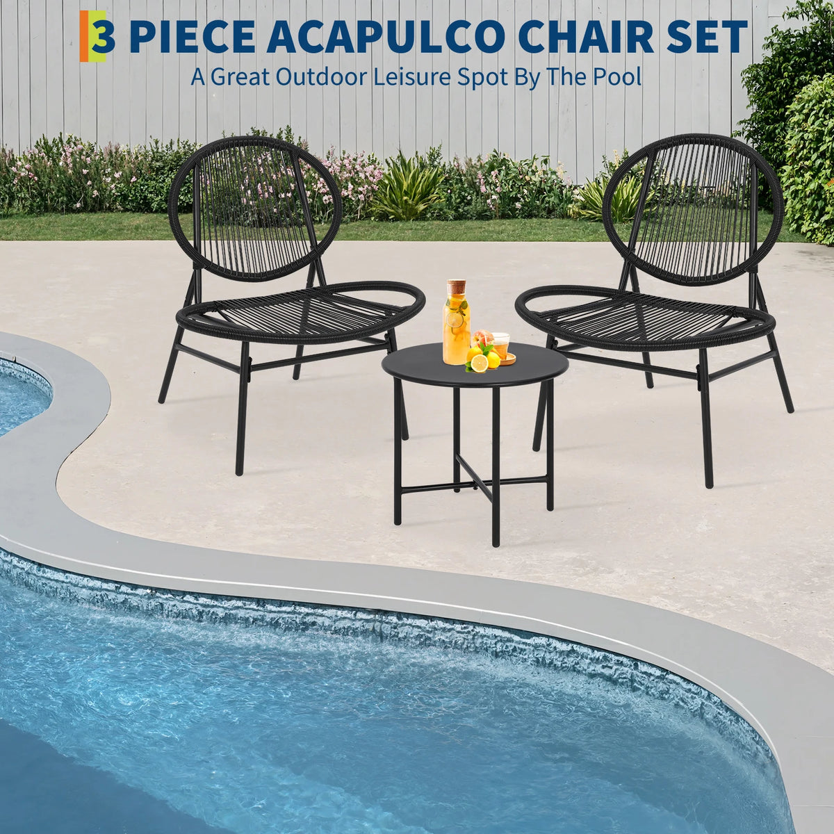 Modern Acapulco Outdoor Bistro Set With Woven Rattan Chairs
