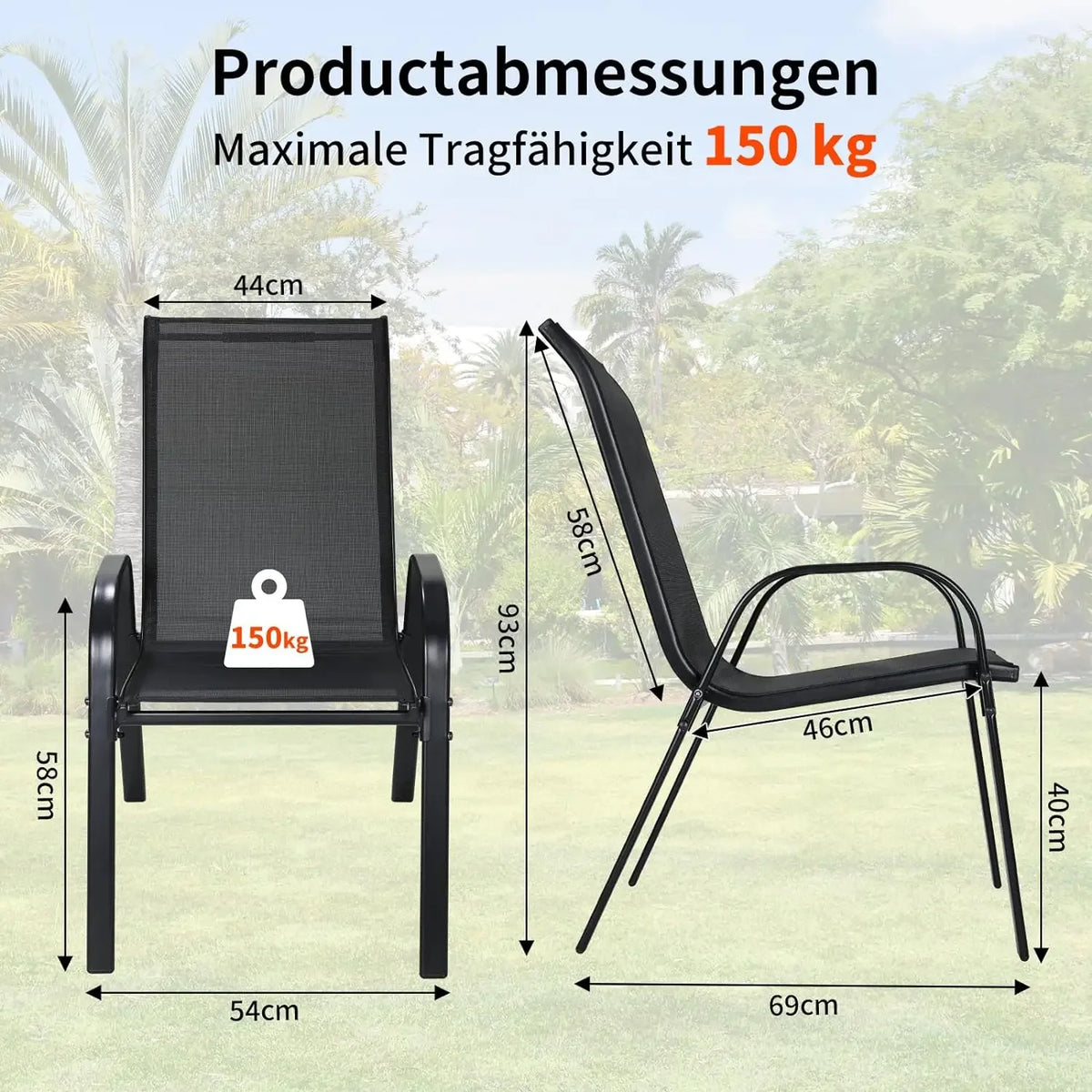 Folding Steel Frame Garden Chairs With Breathable Teslin Fabric