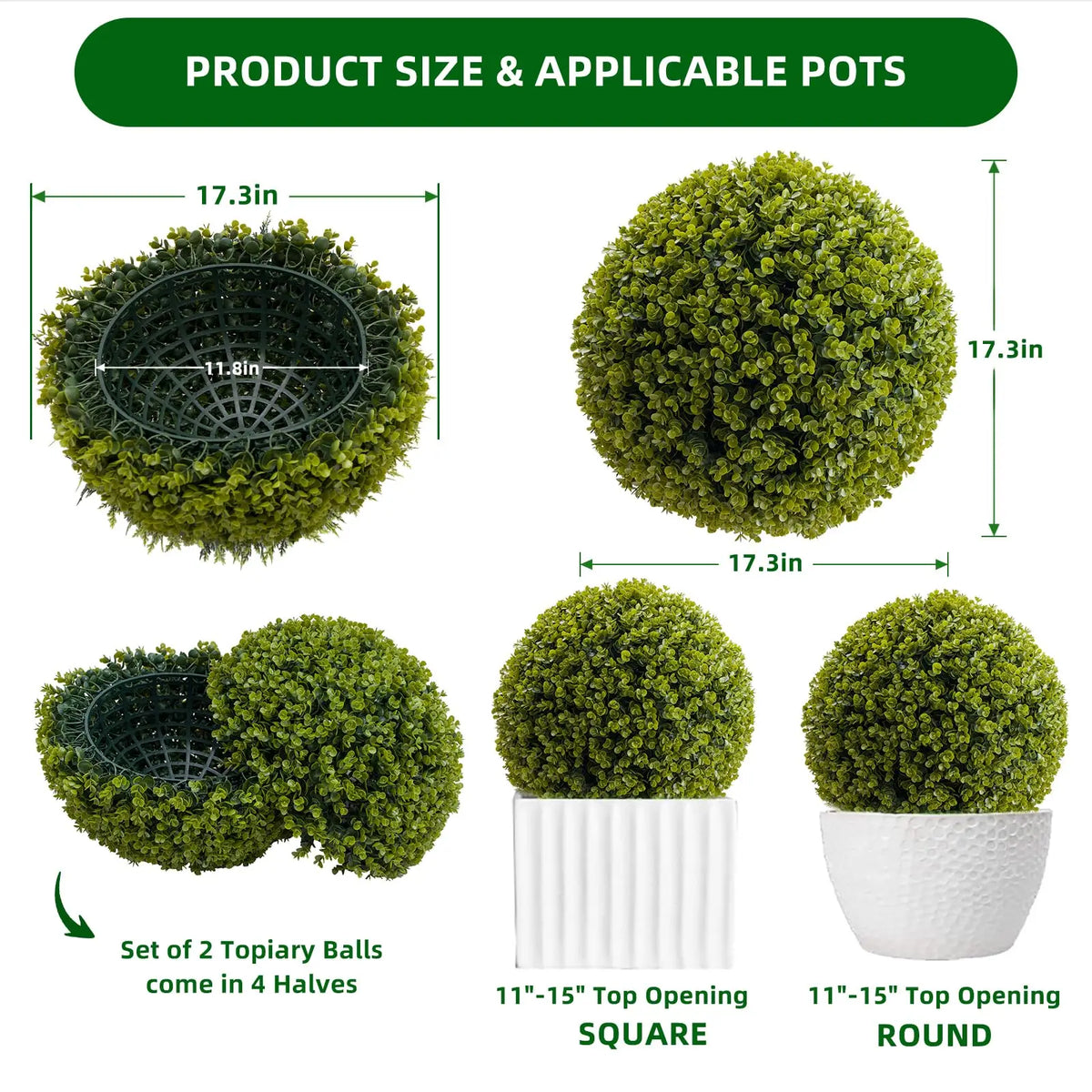 Studyset Artificial Cedar Topiary Balls Set for Outdoor Decor