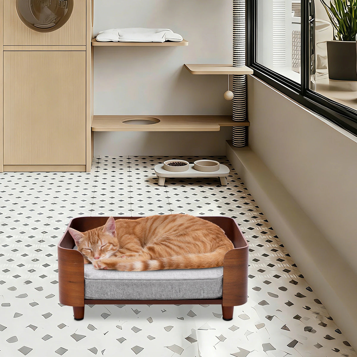 Elevated Pet Sofa Bed With Washable Cover For Dogs Cats