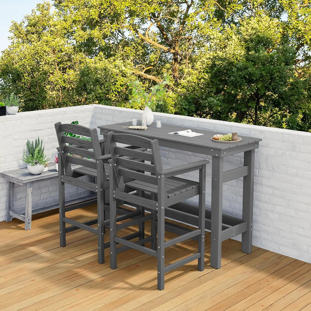 Outdoor Adirondack Bar Set With Patio Table And Chairs