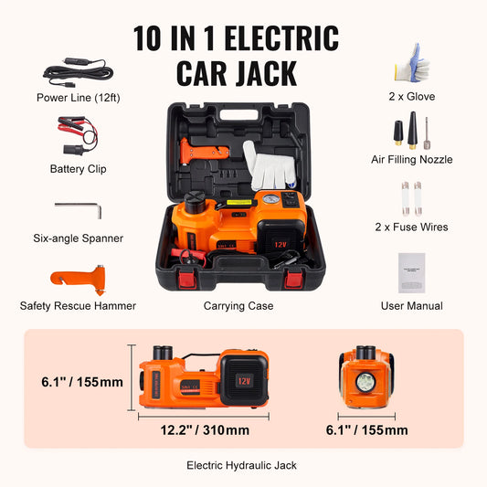 SucceBuy Electric Hydraulic Car Jack Kit for Roadside Tire Changes