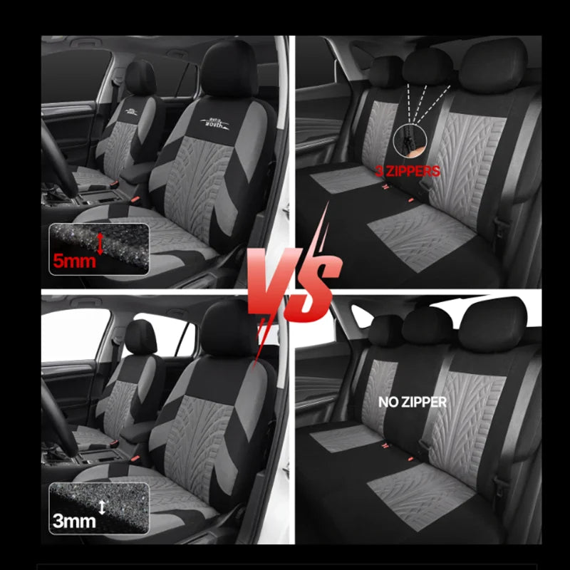 AUTOYOUTH Embroidered Tire Track Universal Car Seat Covers