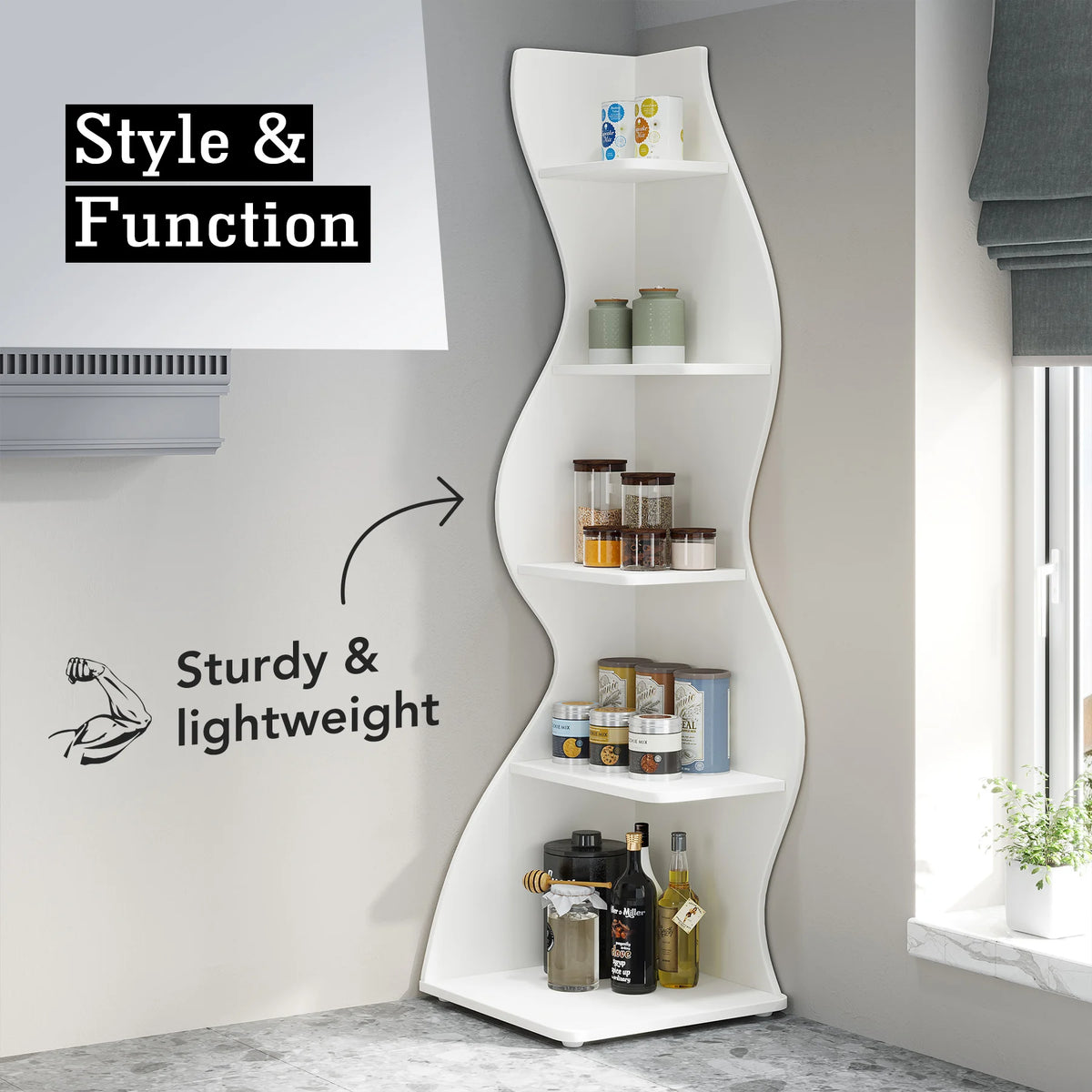 Tribesigns Modern Corner Bookshelf With Stylish Storage And Display Shelves