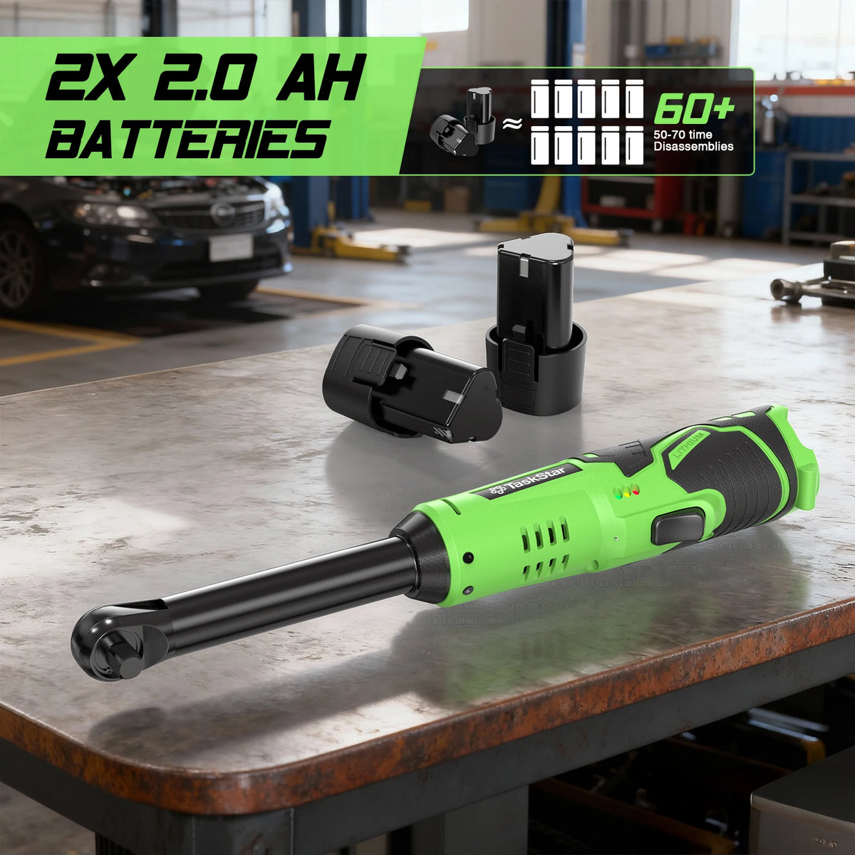 TaskStar Cordless Electric Ratchet Wrench for Automotive and DIY Repair
