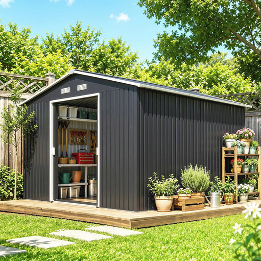 Outsunny Steel Outdoor Storage Shed Kit For Garden Tools