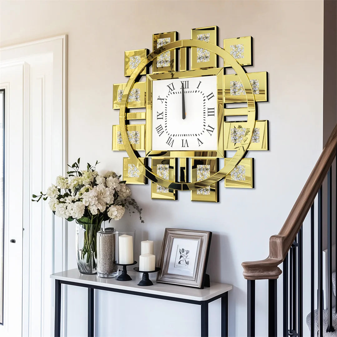 Decorative Crystal Inlay Wall Clock Battery Operated