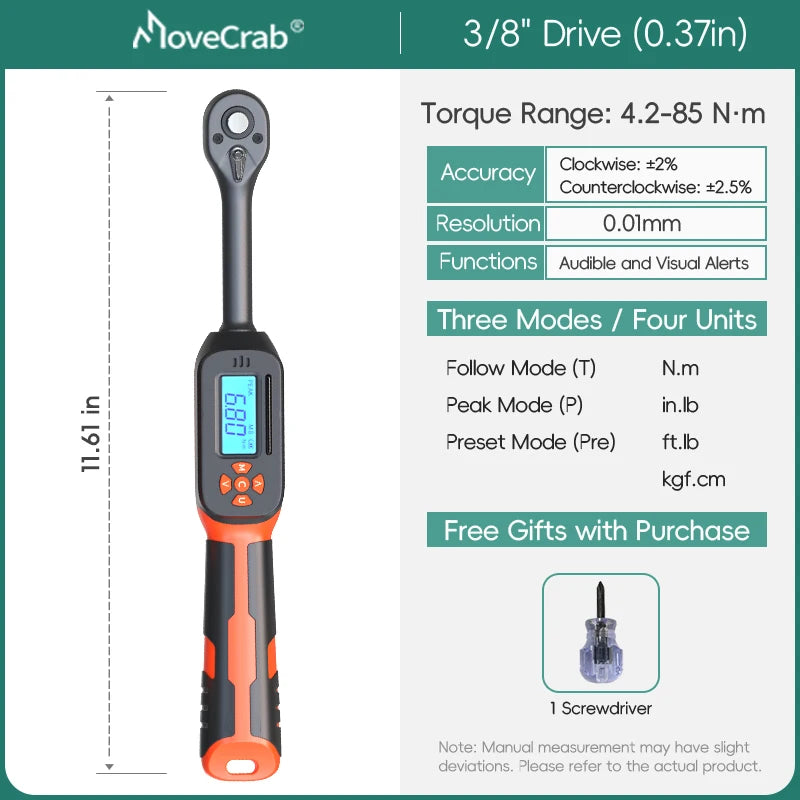 MoveCrab Digital Torque Wrench With LED And Buzzer Alerts