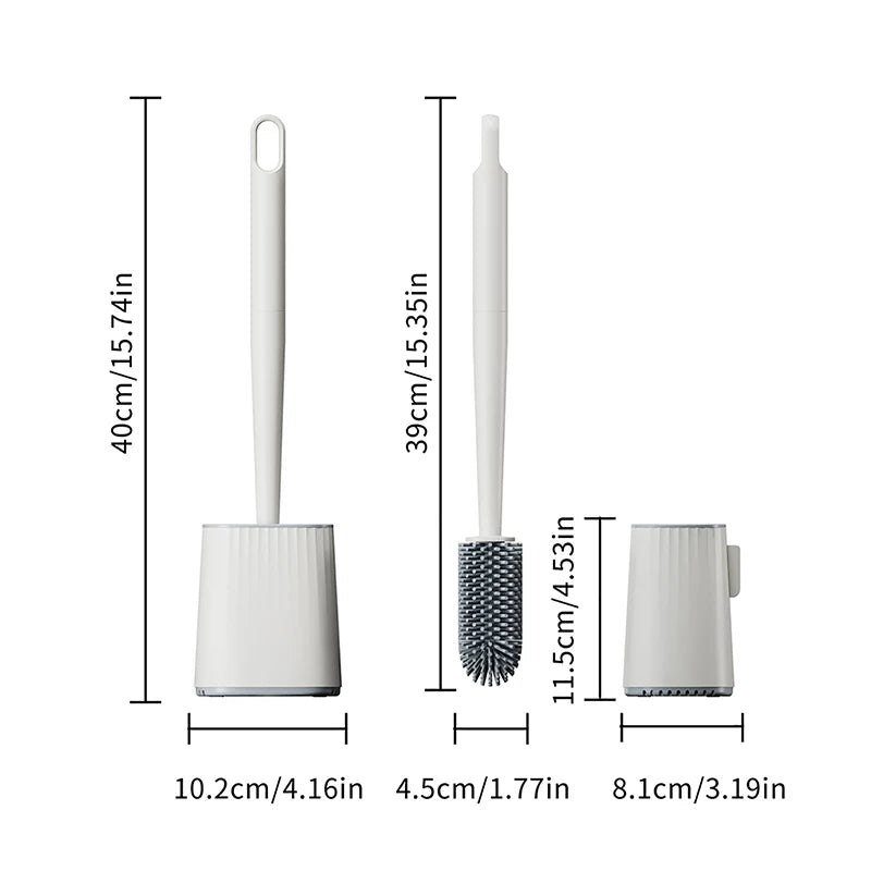 BRUSHZAZA Silicone Toilet Brush And Holder Set For Bathroom Cleaning