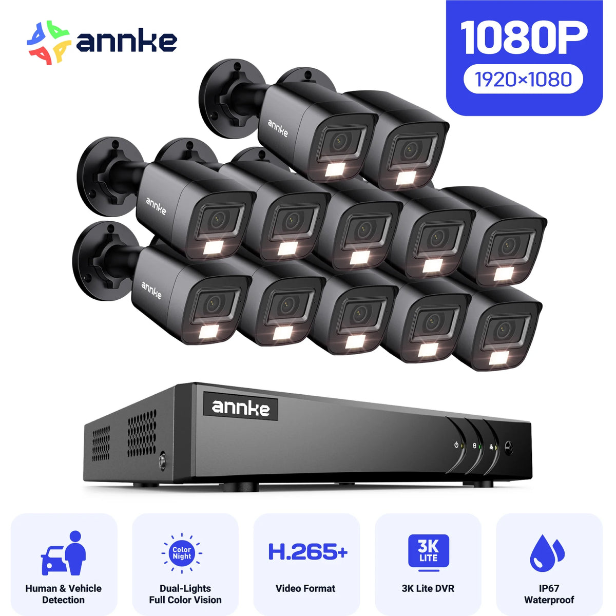 ANNKE Wired Security Camera System With AI Human Vehicle Detection