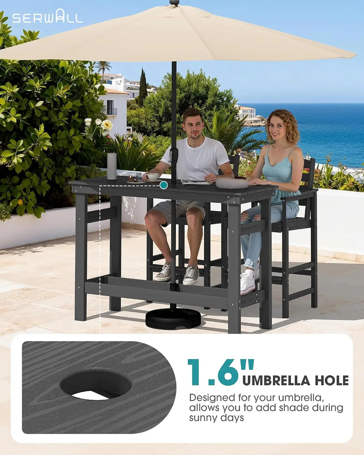 Outdoor Adirondack Bar Set With Patio Table And Chairs