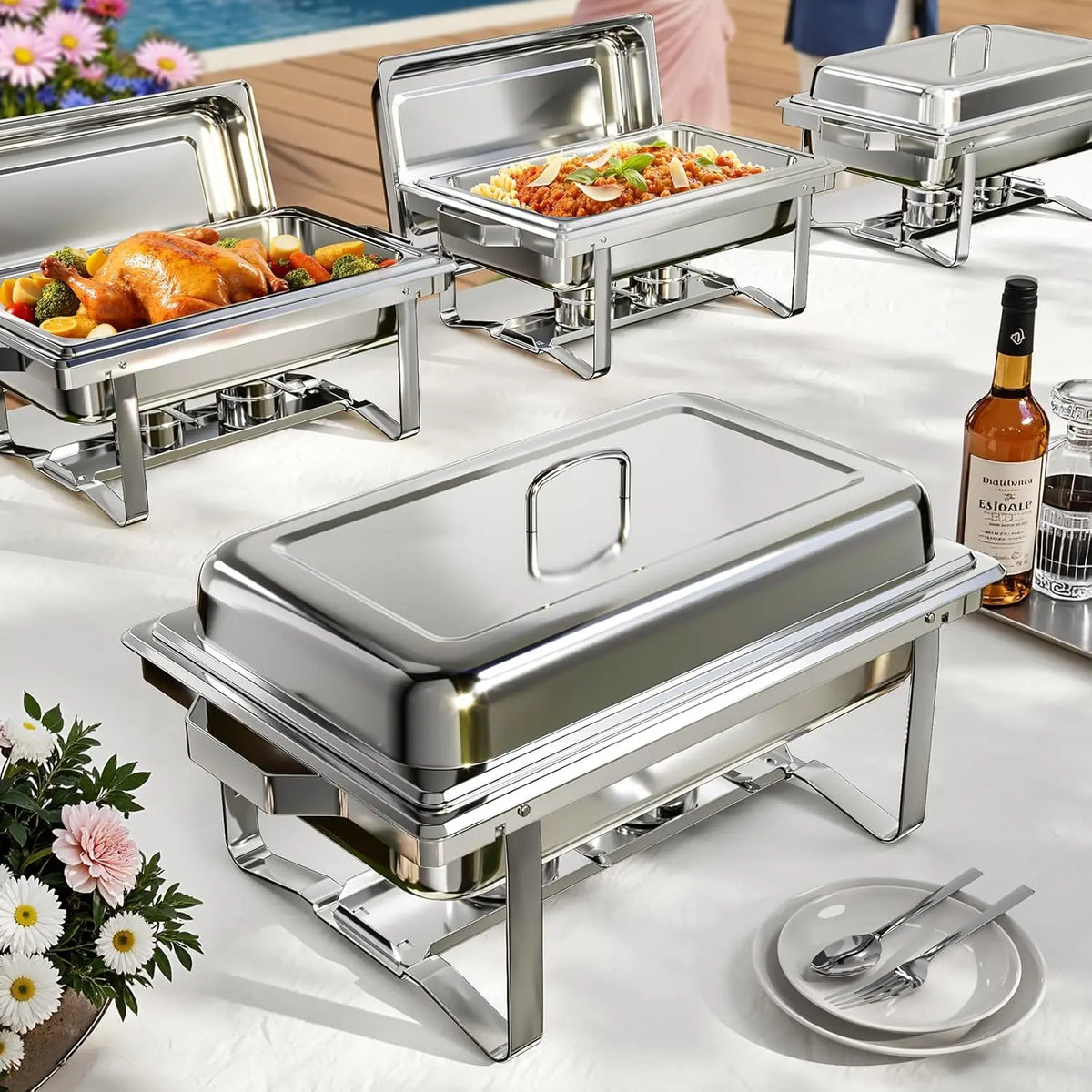 Stainless Steel Chafing Dish Buffet Server With Fuel Holder
