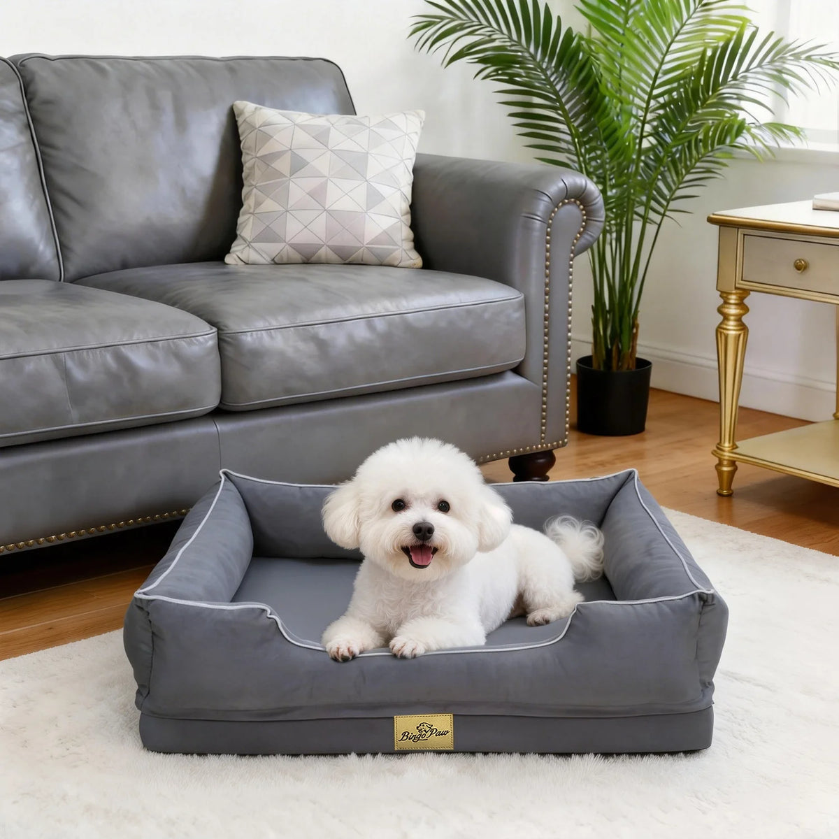 BINGOPAW Orthopedic Dog Bed With Washable Cover And Bolsters