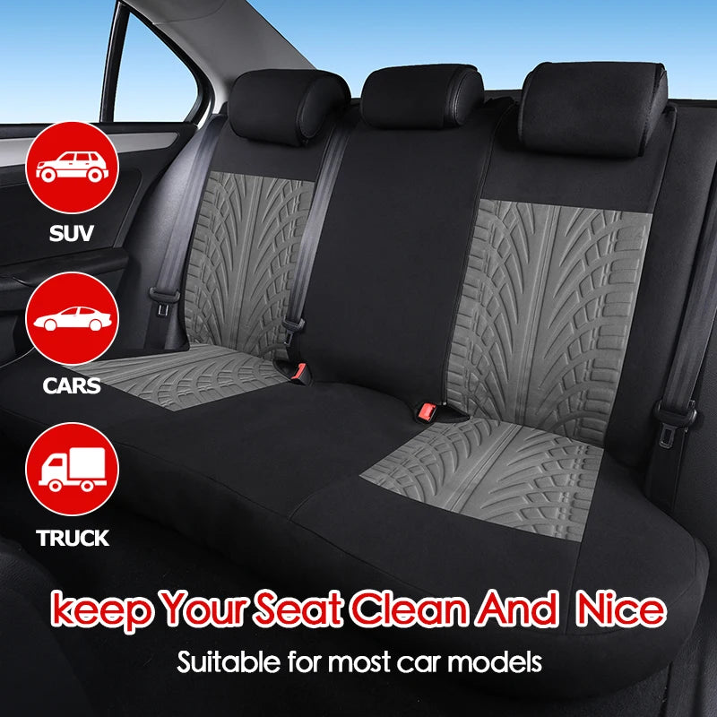 AUTOYOUTH Embroidered Tire Track Car Seat Covers for Universal Fit
