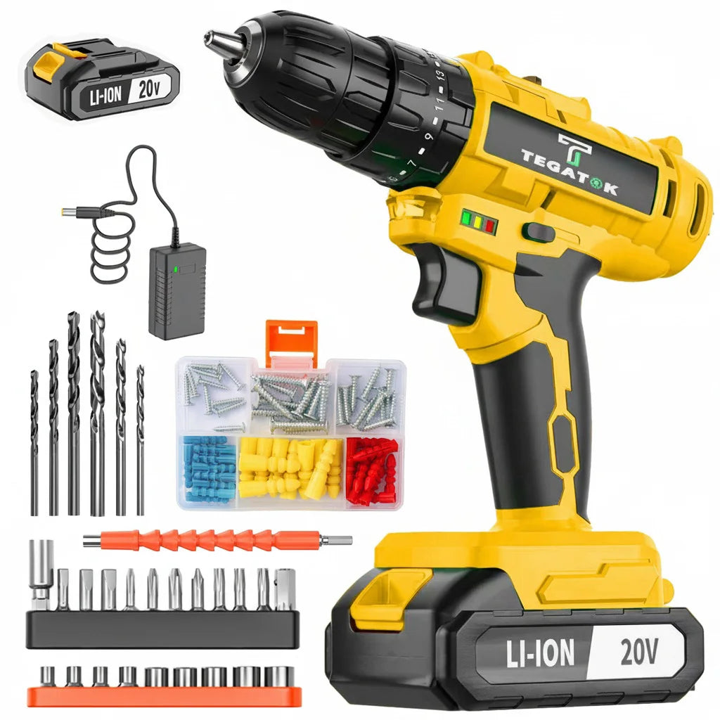 TEGATOK 45Nm Cordless Impact Drill With LED Two Speed Control