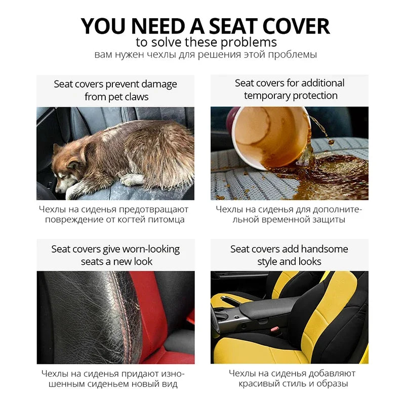 AUTOYOUTH Embroidered Tire Track Universal Car Seat Covers