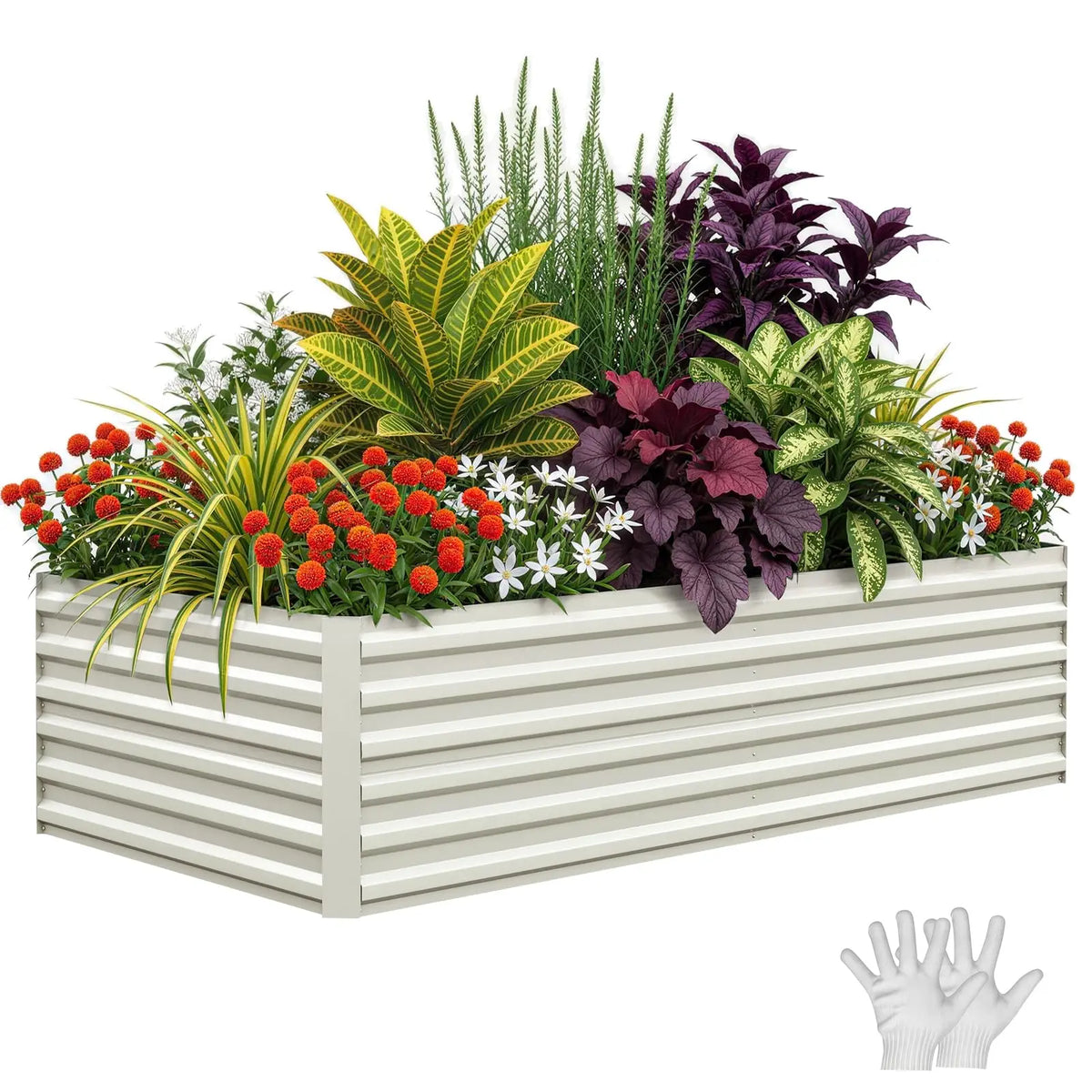8x4x2FT Metal Raised Garden Bed 350 Gallon Deep Root Planter Box, Rustproof Outdoor Vegetable Herb Flower Garden Bed Green