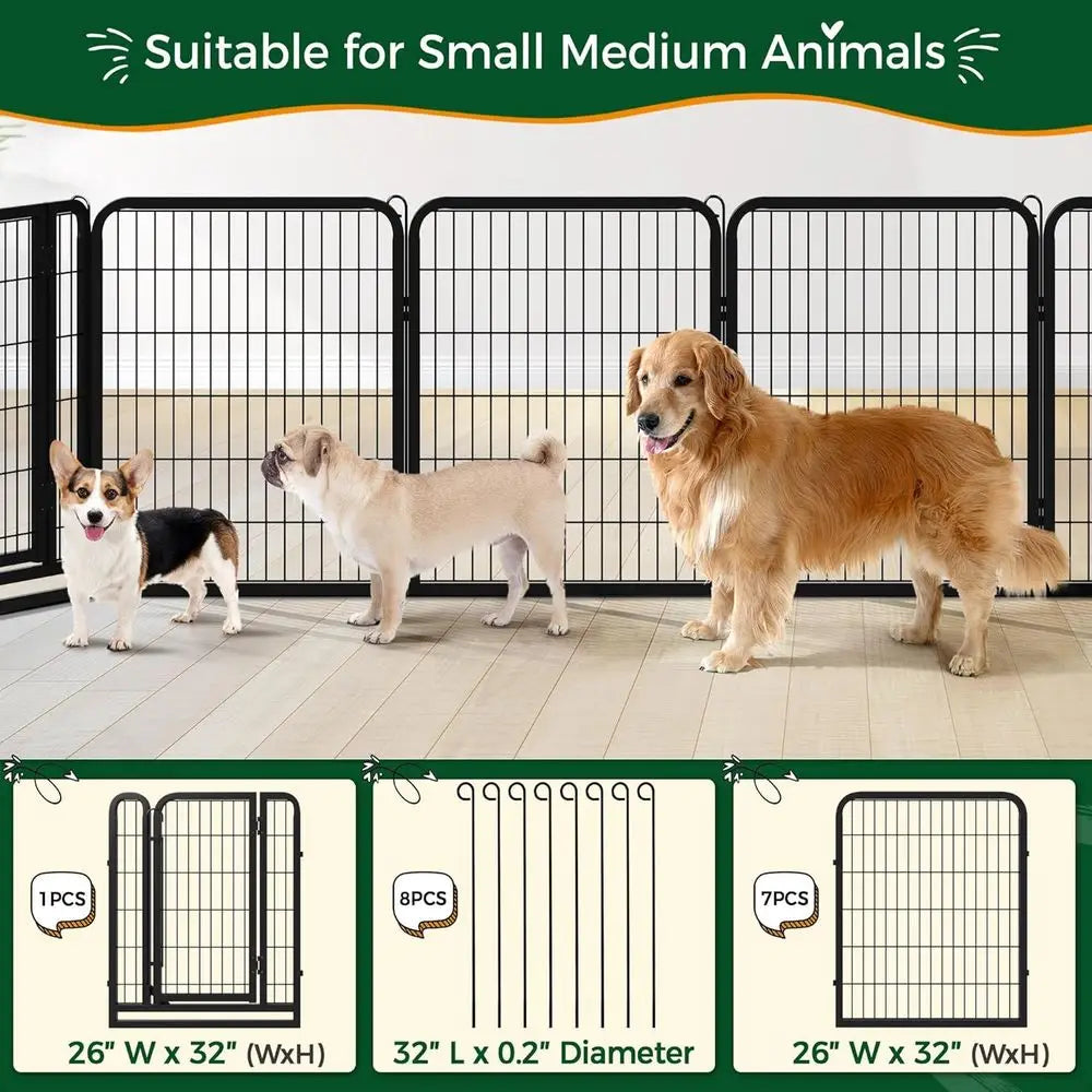 Metal Dog Playpen with Secure Door for Indoor Outdoor Use