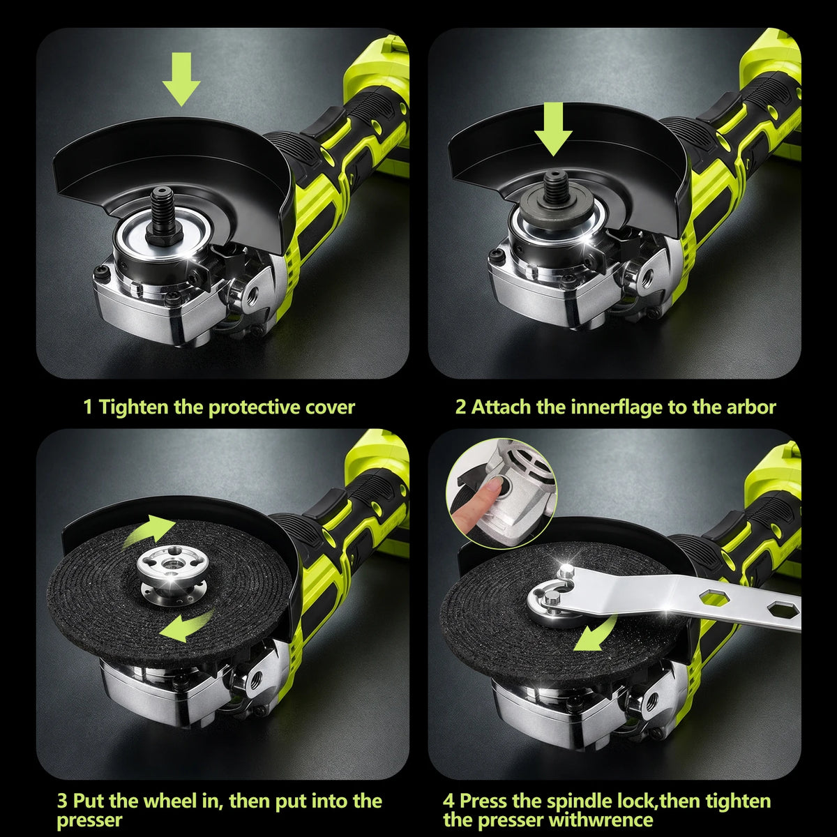 Cordless Brushless Angle Grinder With Three Speed Control