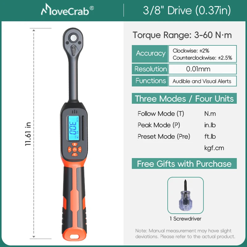 MoveCrab Digital Torque Wrench With LED And Buzzer Alerts
