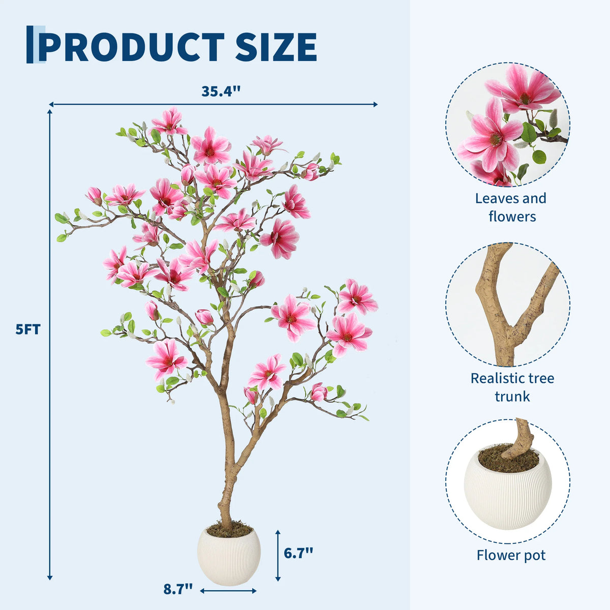 HiMISS Artificial Magnolia Tree For Indoor Home Decor