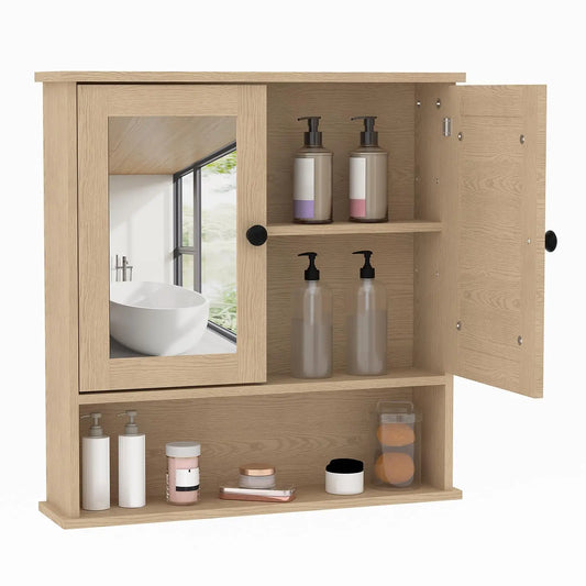 HiMISS Wall Mounted Bathroom Cabinet With Mirrored Doors