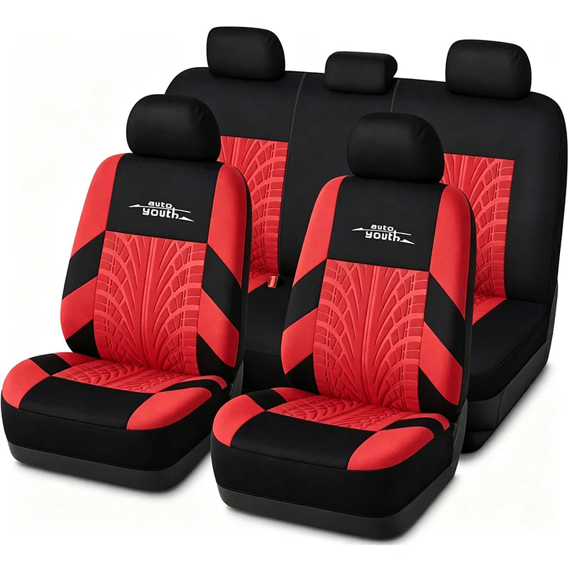 AUTOYOUTH Embroidered Tire Track Universal Car Seat Covers