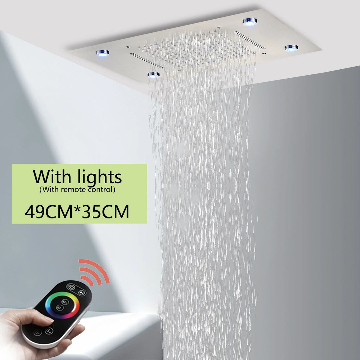Wanmivezlo LED Rainfall Shower Head With Remote Control