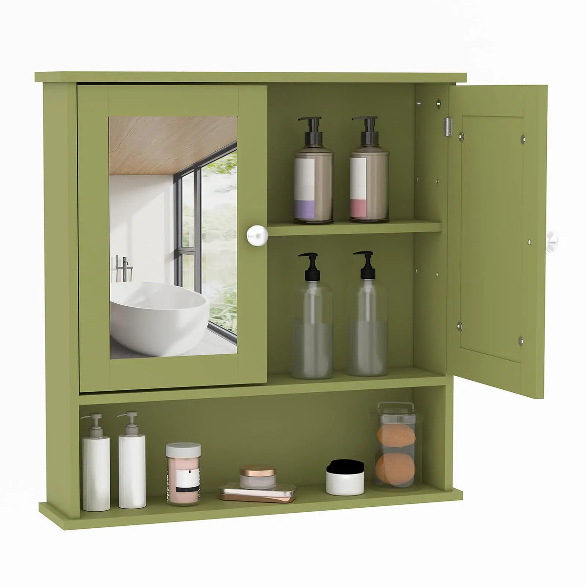 HiMISS Wall Mounted Bathroom Cabinet With Mirrored Doors