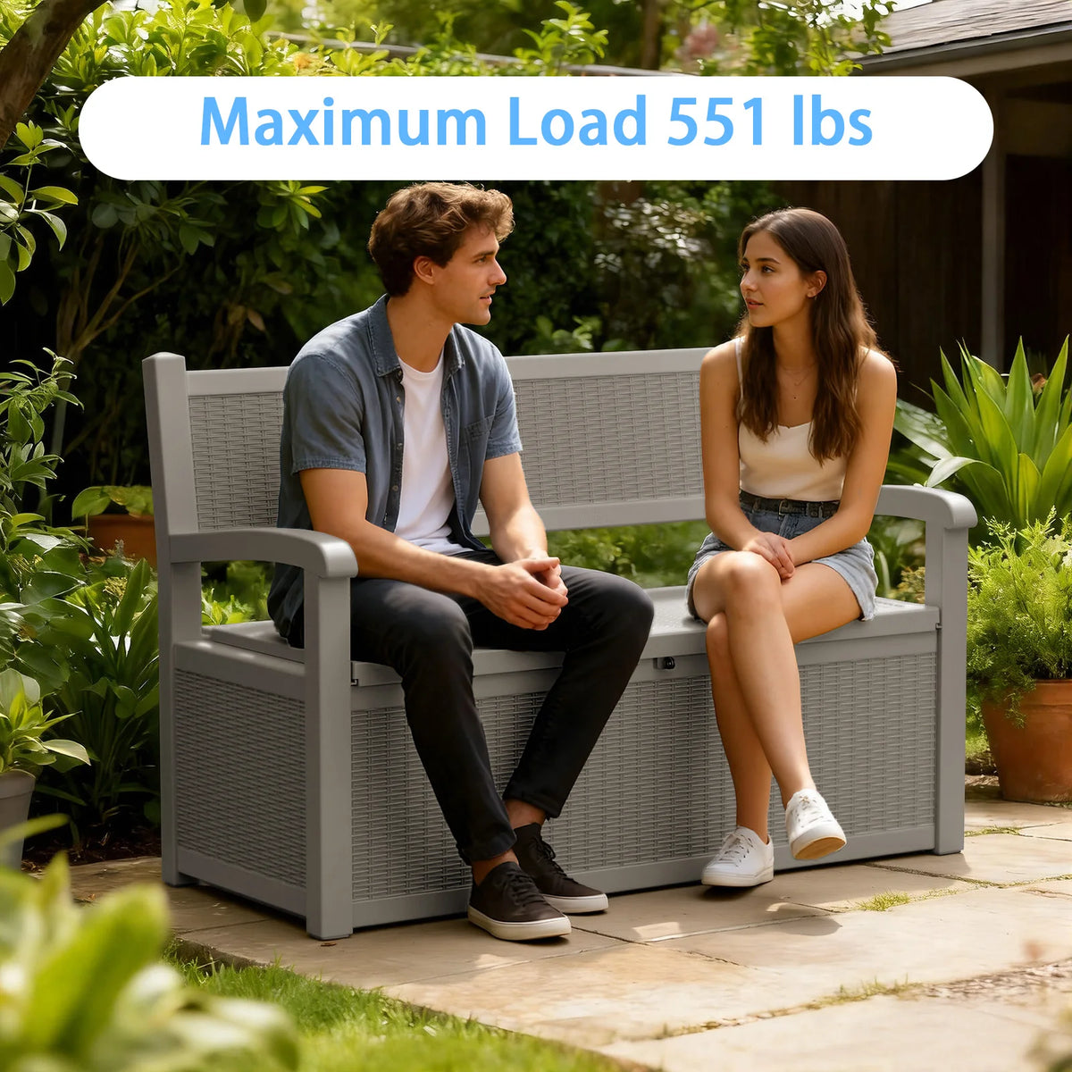 Weatherproof Outdoor Storage Bench With Resin Patio Storage Box