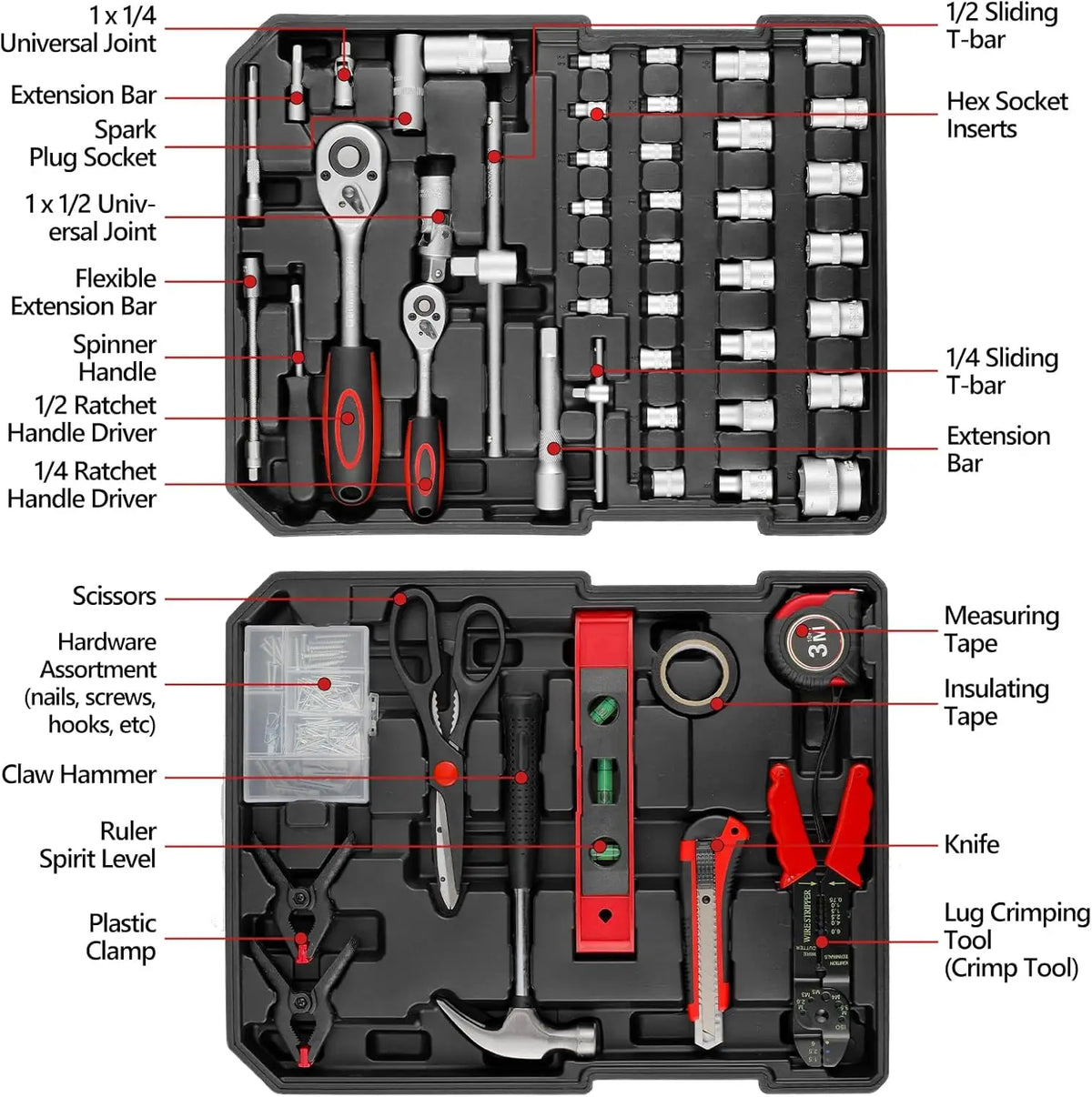 Complete Mechanic Tool Kit with Storage Case for Home Repairs