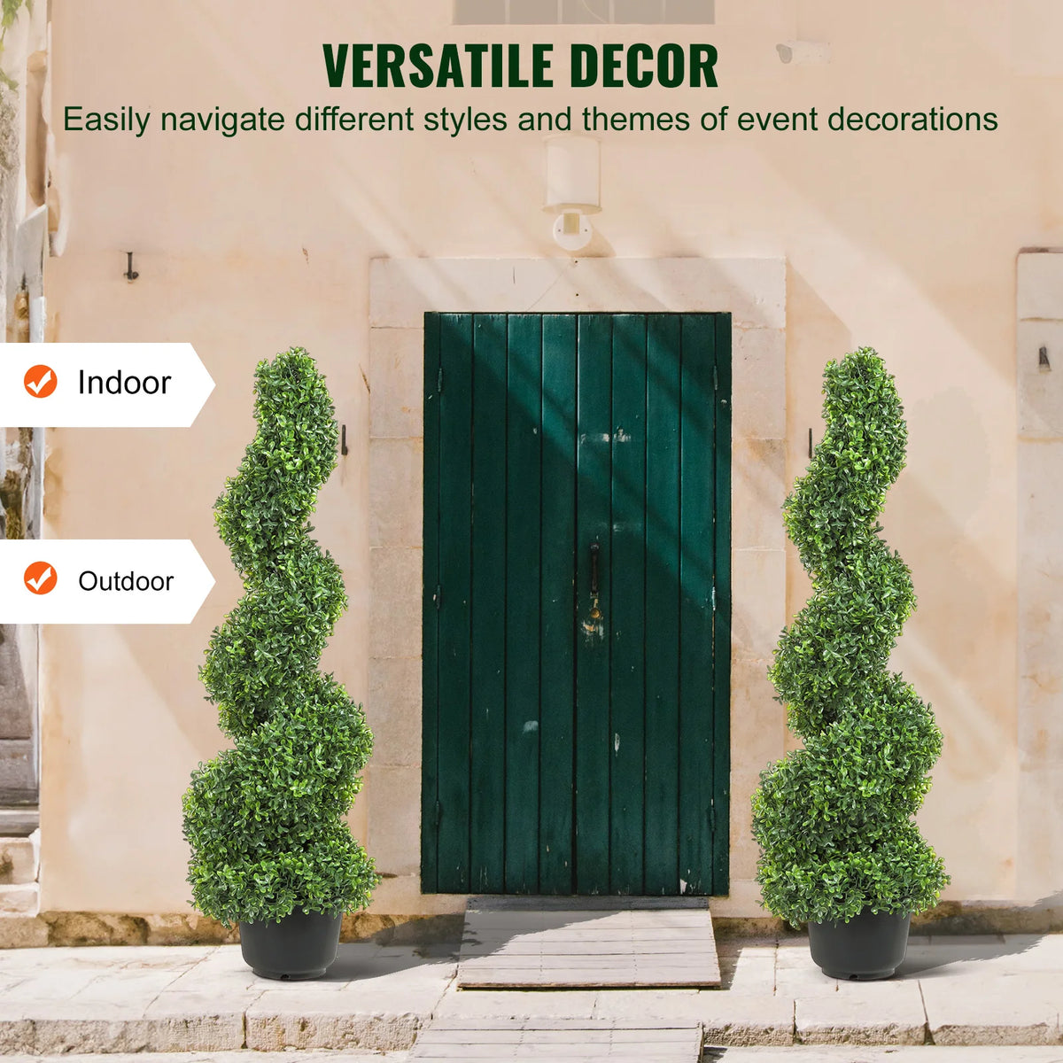 SucceBuy Artificial Boxwood Spiral Topiary Plant For Outdoor Decor