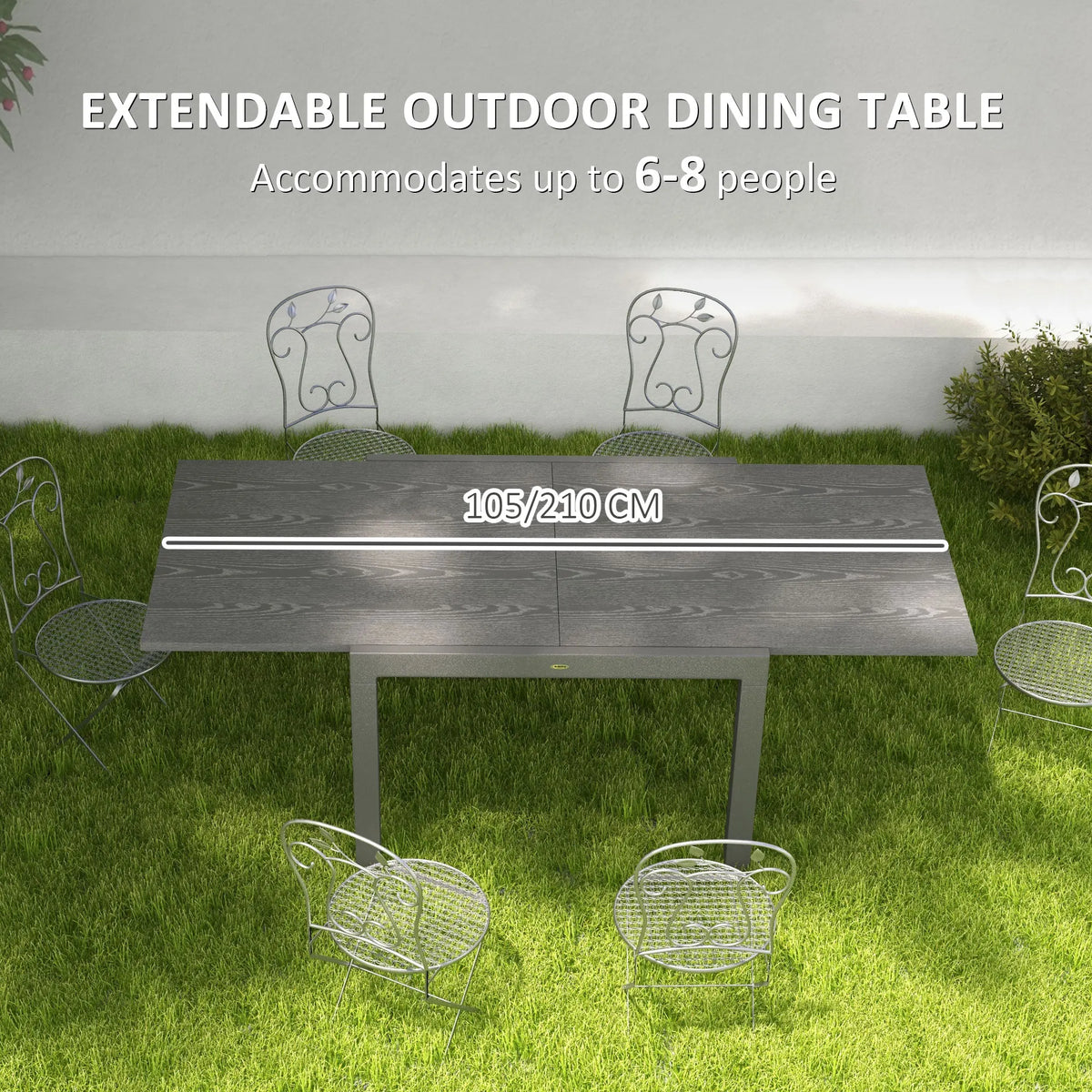 Outsunny Extendable Aluminum Outdoor Dining Table for Patio Gatherings